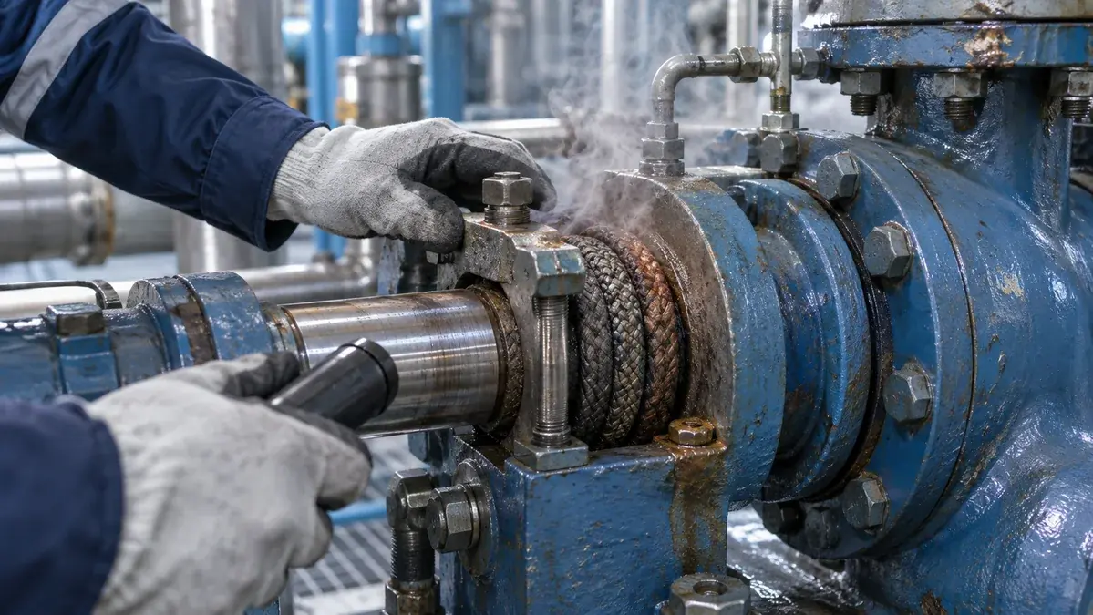 Maintenance inspection of a hot packed pump stuffing box